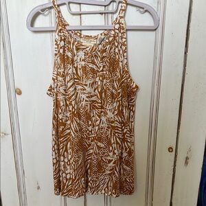 Brown and White Patterned Women's Top
